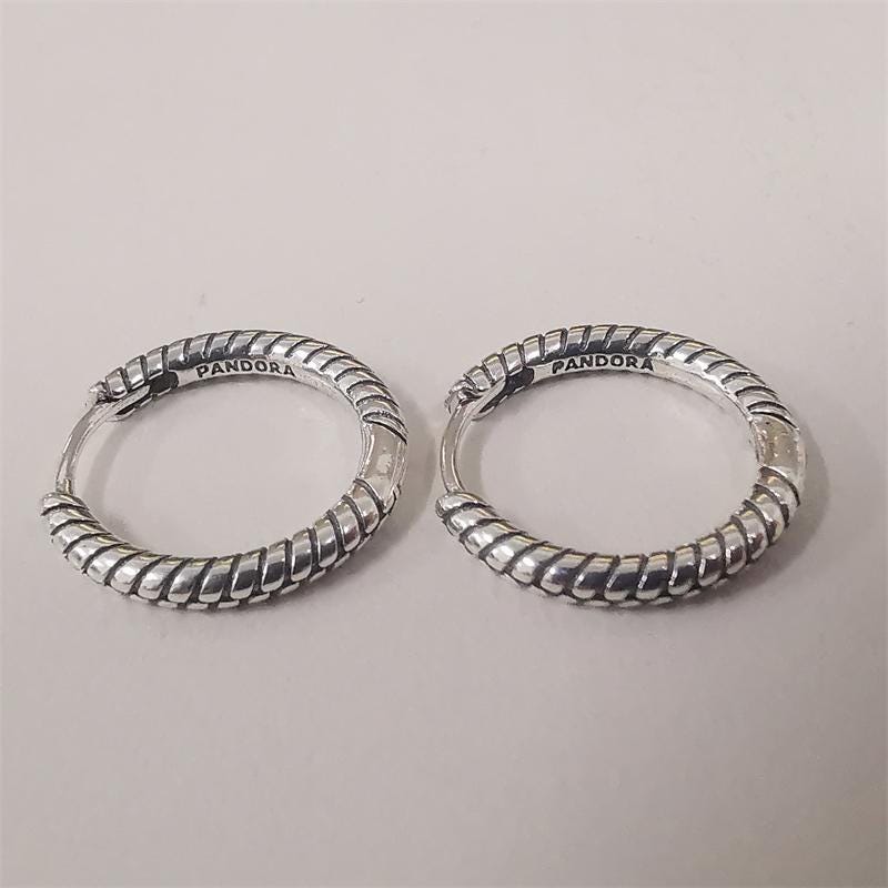 Pandora Silver Moments Small Charm Hoop Earrings S925 Ale