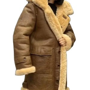 Women Lambskin Leather Long Coat - Shearling Bomber Handmade Fur Coat - Winter  Fur Stylish Coat - Handmade B3 Fur Lined Warm Coat