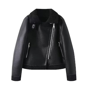 Handgefertigte Schaffell Lederjacke für Damen - Lammfell Biker Bomberjacke, echte Lammfell Winterpelz Oberbekleidung