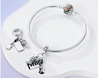 Colgante musical Pandora de plata de ley 925, colgante de guitarra, colgante de piano - Joyería navideña para mujer