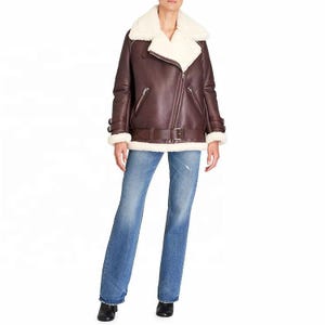 Handgefertigte Schaffell Lederjacke für Damen - Lammfell Biker Bomberjacke, echte Lammfell Winterpelz Oberbekleidung