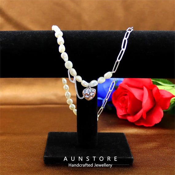 ネックレス・ペンダント The Baroque Pearl and ME Heart Necklace Baroque Pearl Leather Necklace with Heart Pendant Versatile