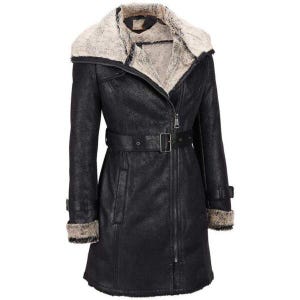 Women&#39;s Vintage Sheepskin Leather Fur Coat - Genuine Shearling Leather Coat - Winter  Fleece Coat For Women - Women Shearling Coat Long