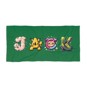 Toalla personalizada con nombre de Pokémon para niños - Toalla personalizada con nombre - Toalla personalizada - Toalla - Toalla para niños - Toalla con nombre - Toalla de playa personalizada