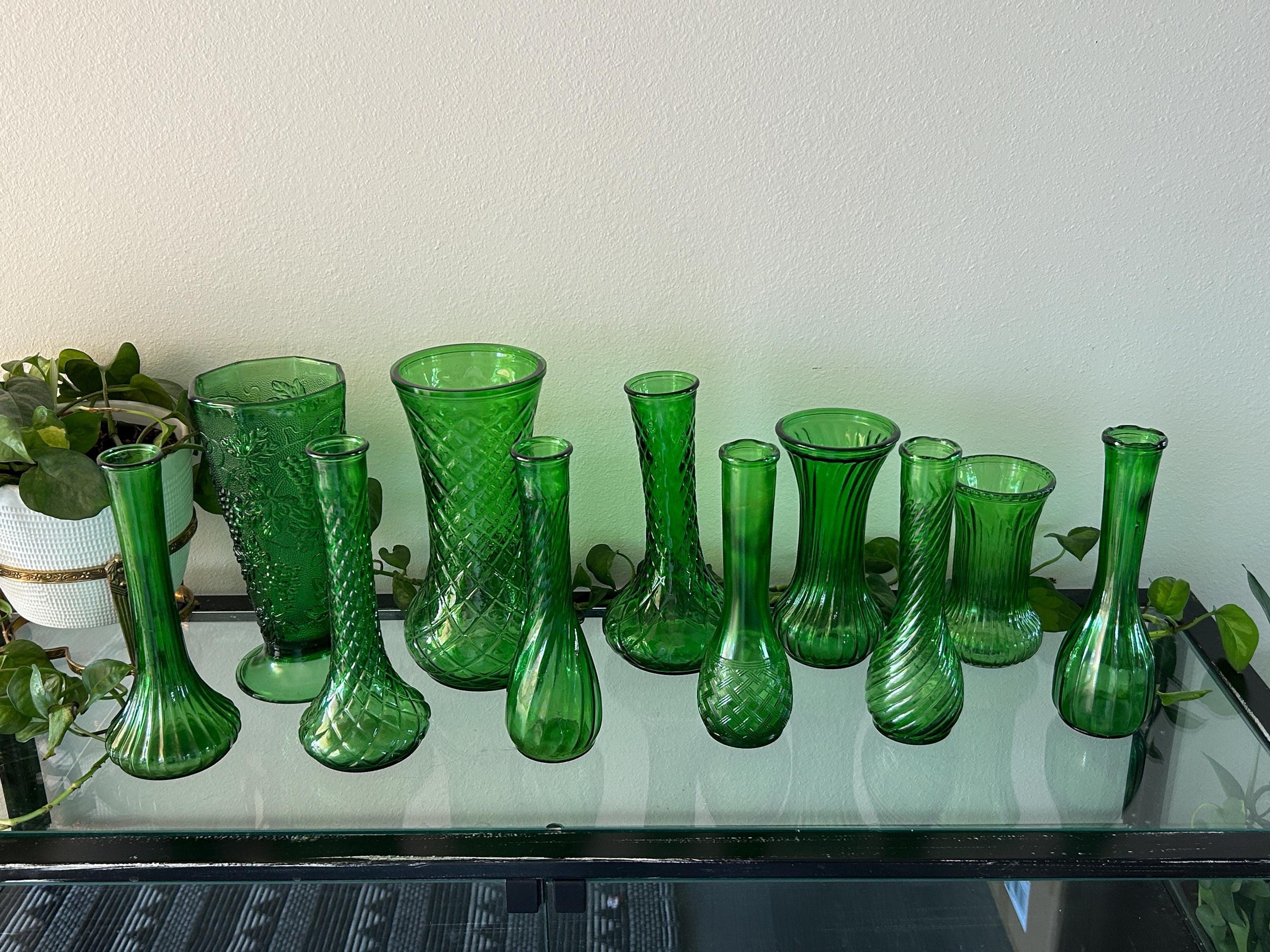 Green glass vase - Etsy 日本