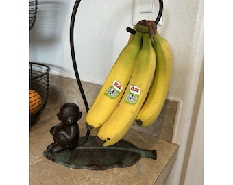 Żeliwny wieszak na winogrona w kształcie liścia małpy, bananowca, ogona, Tiki Bar
