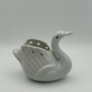 Vintage Ceramic Swan Jewelry Holder - Earring & Ring Display