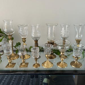 Group Three--Vintage Glass Tulip Peg Votive Holders: Clear, Embossed, Etched and Crystal Available