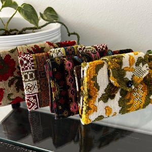 1970s Carpet Bag Style Wallets by Creative House | Vintage Tri-Fold Clutch Wallet | Boho Tapestry Purse | Sold Separately