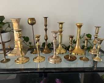 Group One: Vintage Brass Candlesticks - Sold Separately