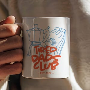 Personalized New Dad Mug For Dad, Expecting Dad Gift For New Mom, Tired Dads Club Mug, Baby Shower Gift, Father's Day Gift, New Parent Gift image 1