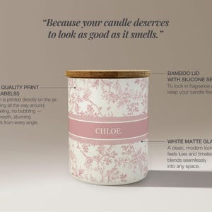 Toile Personalized Name Candle For Friend Candle Custom Gift, Luxury Candle For Her Mom Candle For Sister, Soy Candle Scented Candle Gift image 2