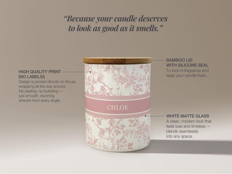 Toile Personalized Name Candle For Friend Candle Custom Gift, Luxury Candle For Her Mom Candle For Sister, Soy Candle Scented Candle Gift image 2