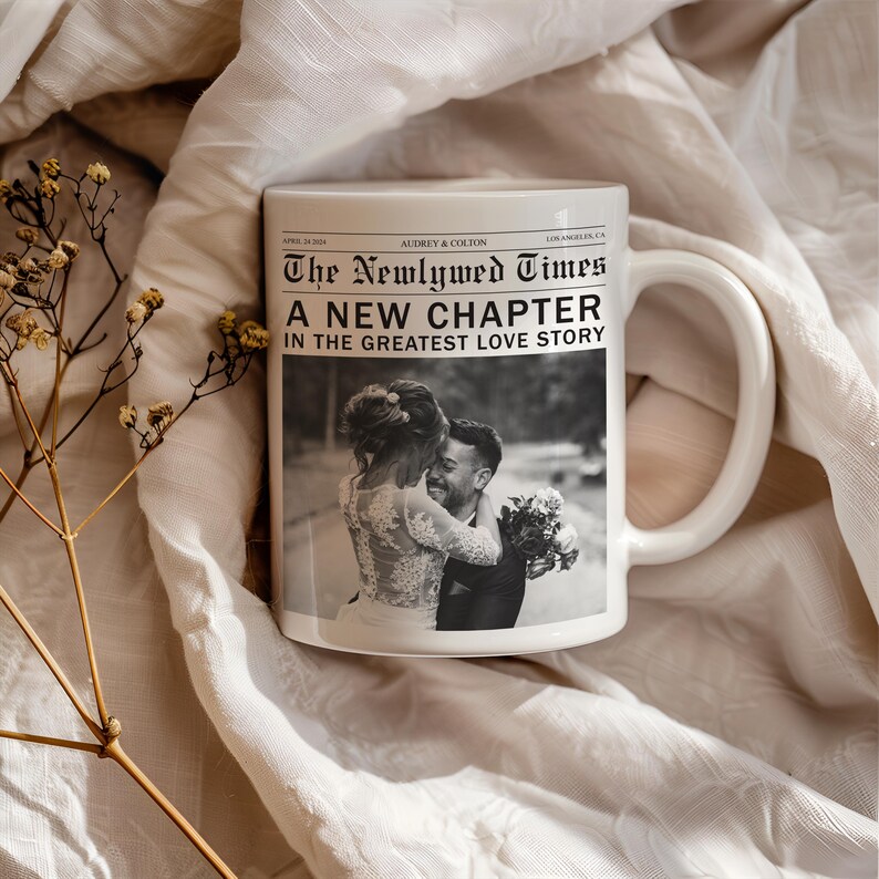 Personalized Newleywed Mug | Custom Anniversary Gift, Custom Wedding Photo Gift, Mr & Mrs Coffee cup, His and Hers
