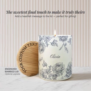 Floral Candle Gift, Personalized Name Candle For Friend Candle Custom Gift, Luxury Candle For Her Mom Candle For Sister, Scented Soy Candle image 3
