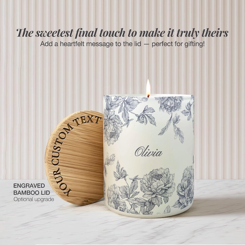 Floral Candle Gift, Personalized Name Candle For Friend Candle Custom Gift, Luxury Candle For Her Mom Candle For Sister, Scented Soy Candle image 3