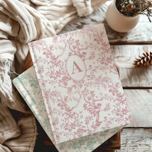 Customized Monogram Notebook for women, Personalized Toile Journal, Customizable Journal, Bridesmaid Proposal, Initial Notebook for Mom Gift Pink