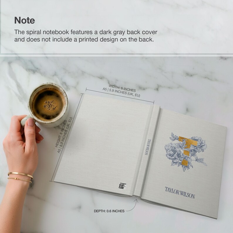 Personalized Monogram Journal For Women Initial Journal Notebook For Mom Custom Name Notebook Gift Toile Bridesmaid Proposal Bridal Party image 3