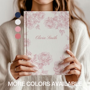 Toile Personalized Journal, Custom Coquette Floral Name Journal, Notebook for women, Chinoiserie Bridal Party Gift For Bridesmaid Proposal