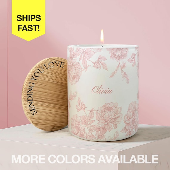 Floral Candle Gift, Personalized Name Candle For Friend Candle Custom Gift, Luxury Candle For Her Mom Candle For Sister, Scented Soy Candle