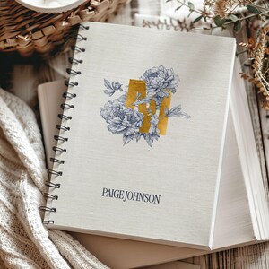 Personalized Monogram Journal For Women Initial Journal Notebook For Mom Custom Name Notebook Gift Toile Bridesmaid Proposal Bridal Party Softcover Spiral