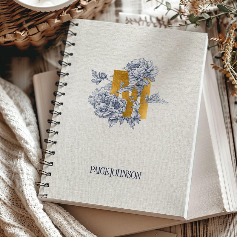 Personalized Monogram Journal For Women Initial Journal Notebook For Mom Custom Name Notebook Gift Toile Bridesmaid Proposal Bridal Party Softcover Spiral