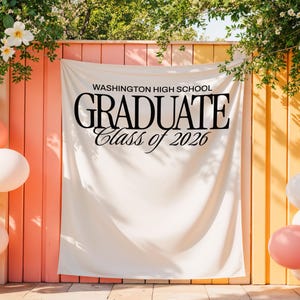 Sfondo fotografico per la laurea, striscione "Classe del 2026", insegna per laureati, decorazioni personalizzate per la laurea, sfondo fotografico per la festa di diploma delle scuole superiori.