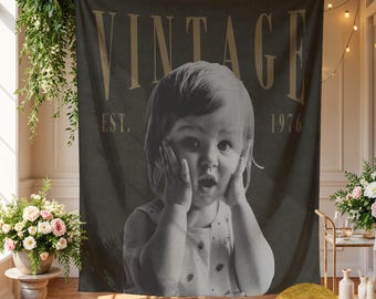 Personalized Birthday Photo Banner 50th Birthday Banner Vintage 1976 Backdrop Birthday Tapestry 50th Birthday Backdrop Bday Decor Sign