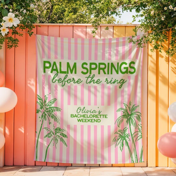 Palm Springs Bachelorette Tapestry Before The Ring Bachelorette Sign Bachelorette Banner Bachelorette Weekend Bridal Party Decor Backdrop