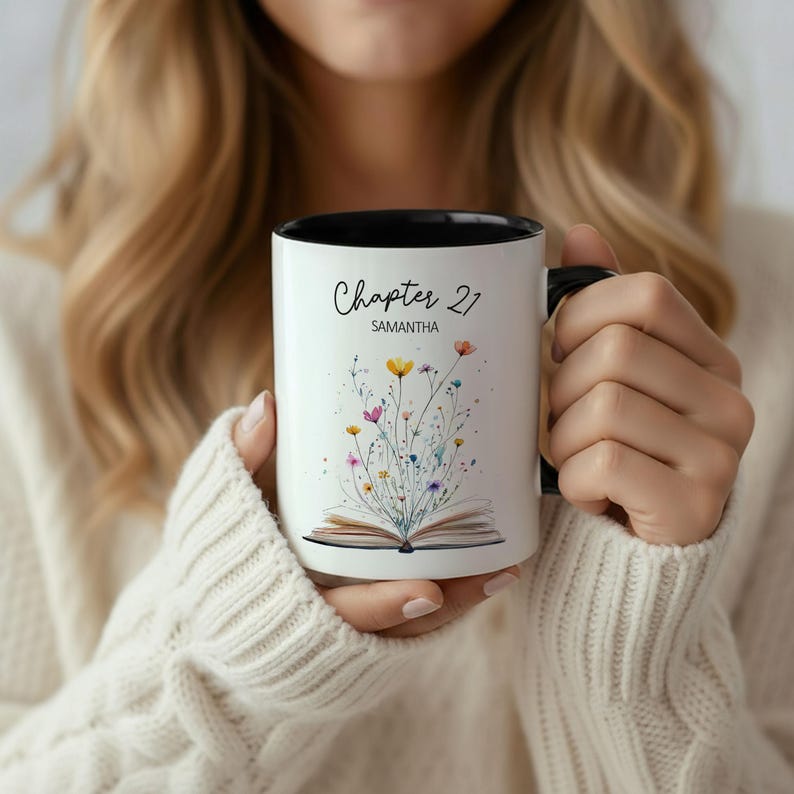 21st Birthday Mug With Name Personalized 21st Birthday Gift For Best Friend Custom Birthday Coffee Cup Chapter 21 Birthday Gift For Girl Black Accent 11oz