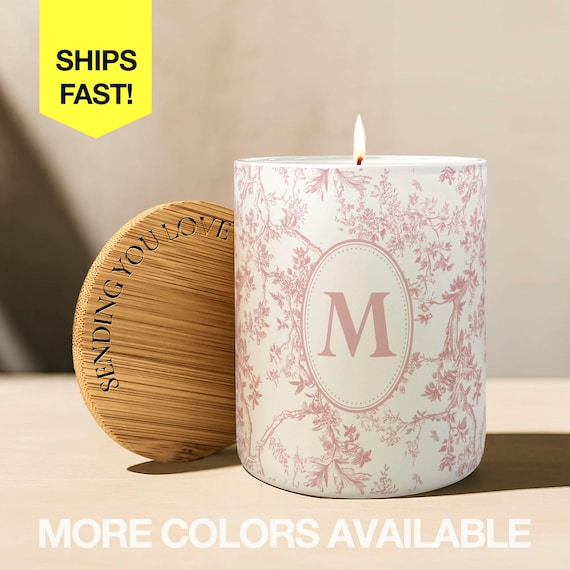 Toile Personalized Name Candle For Friend Candle Custom Gift Monogram Gift For Bride Candles For Bridesmaid Candle For Mom Candle For Sister