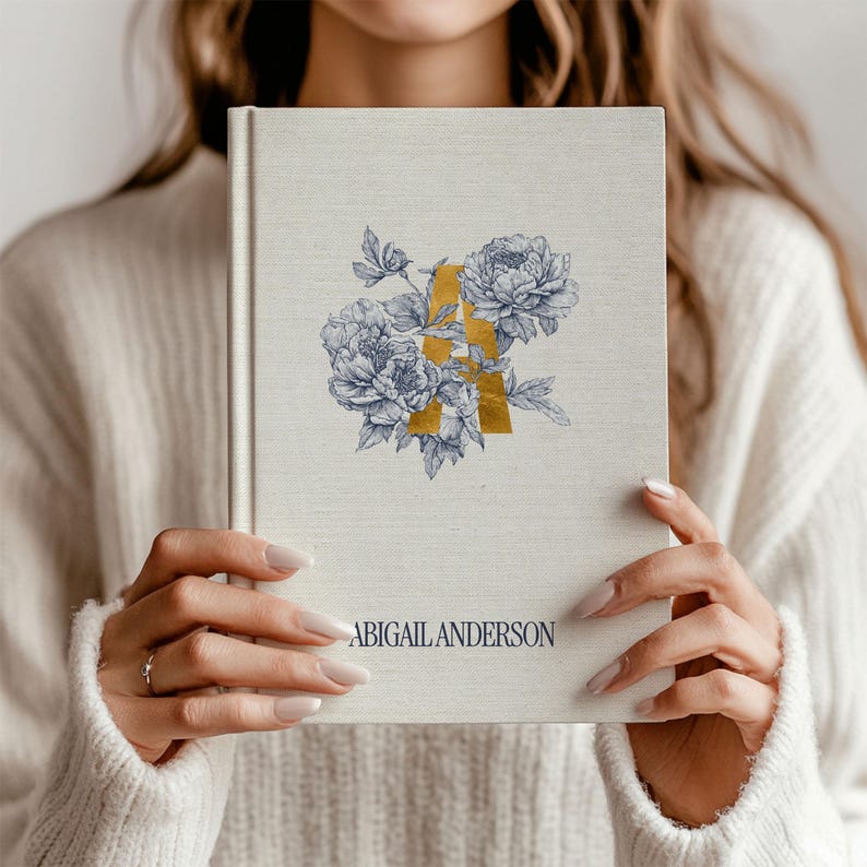 Personalized Monogram Journal For Women Initial Journal Notebook For Mom Custom Name Notebook Gift Toile Bridesmaid Proposal Bridal Party Hardcover