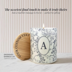 Vela personalizada con nombre de Toile para amiga, vela personalizada, regalo con monograma para novia, velas para dama de honor, vela para mamá, vela para hermana imagen 3