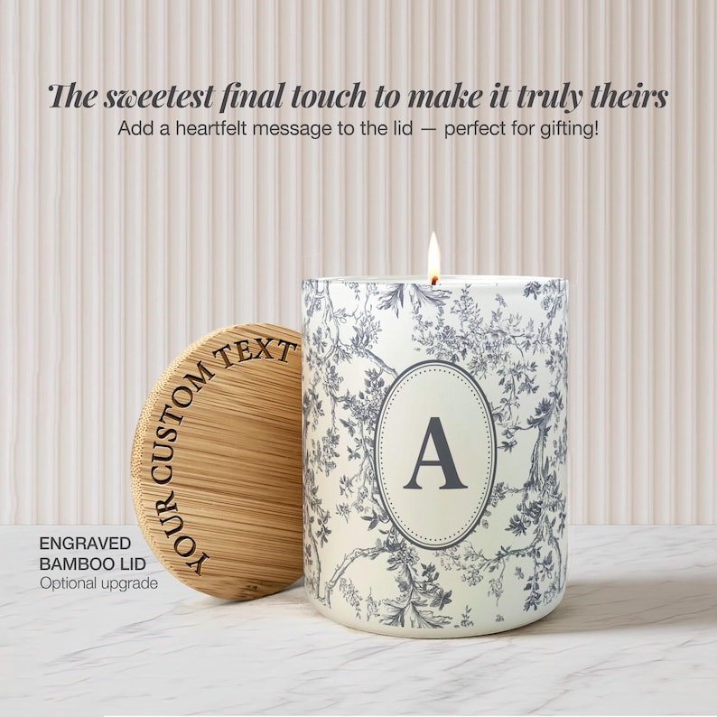 Vela personalizada con nombre de Toile para amiga, vela personalizada, regalo con monograma para novia, velas para dama de honor, vela para mamá, vela para hermana imagen 3