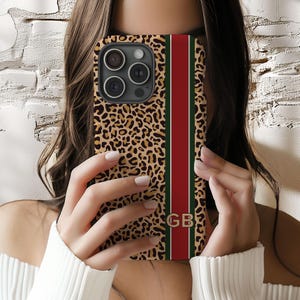 Personalized Leopard Monogram Phone Case For iPhone 16 15 14 13, Custom iphone Case Initial Phone Case For Samsung, Cheetah Print Phonecase