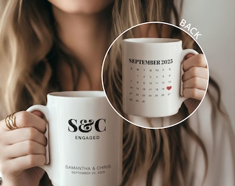 Custom Engagement Mug Gift For Newly Engaged Mug Gift Personalized Engagement Date Mug For Couple Gift Bridal Shower Gift Coffee Cup