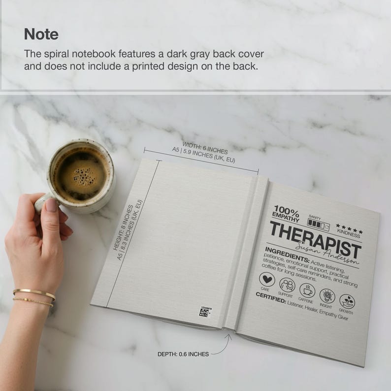 Therapist Journal Gift For Therapist Personalized Mental Health Therapist Gift For Mental Health Counselor Gift Notebook Therapy Graduate image 3