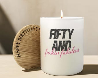 Funny 50th Birthday Gift For Her Turning 50 Gift Funny Candle Birthday For Friends Fiftieth Birthday Gift For Wife 50 And Fuckin Fabulous