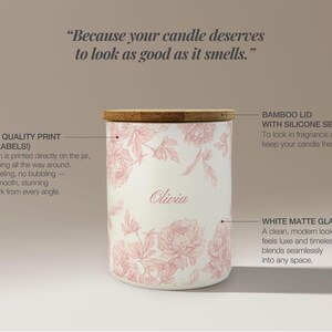 Floral Candle Gift, Personalized Name Candle For Friend Candle Custom Gift, Luxury Candle For Her Mom Candle For Sister, Scented Soy Candle image 2