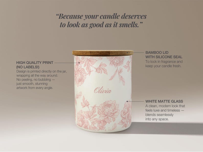 Floral Candle Gift, Personalized Name Candle For Friend Candle Custom Gift, Luxury Candle For Her Mom Candle For Sister, Scented Soy Candle image 2