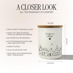 It Takes a Village Candle For Teacher Candle Thank You Gift Candle Gift, Personalized Teacher Gift For Teacher Appreciation Gift, Nanny Gift image 9