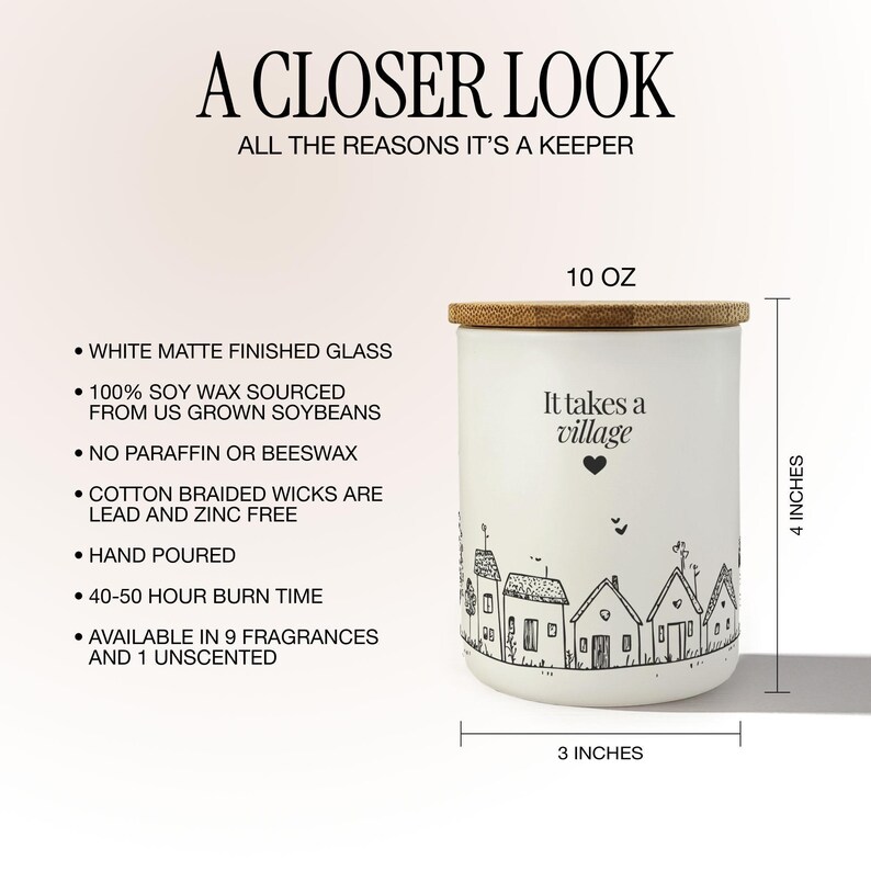 It Takes a Village Candle For Teacher Candle Thank You Gift Candle Gift, Personalized Teacher Gift For Teacher Appreciation Gift, Nanny Gift image 9