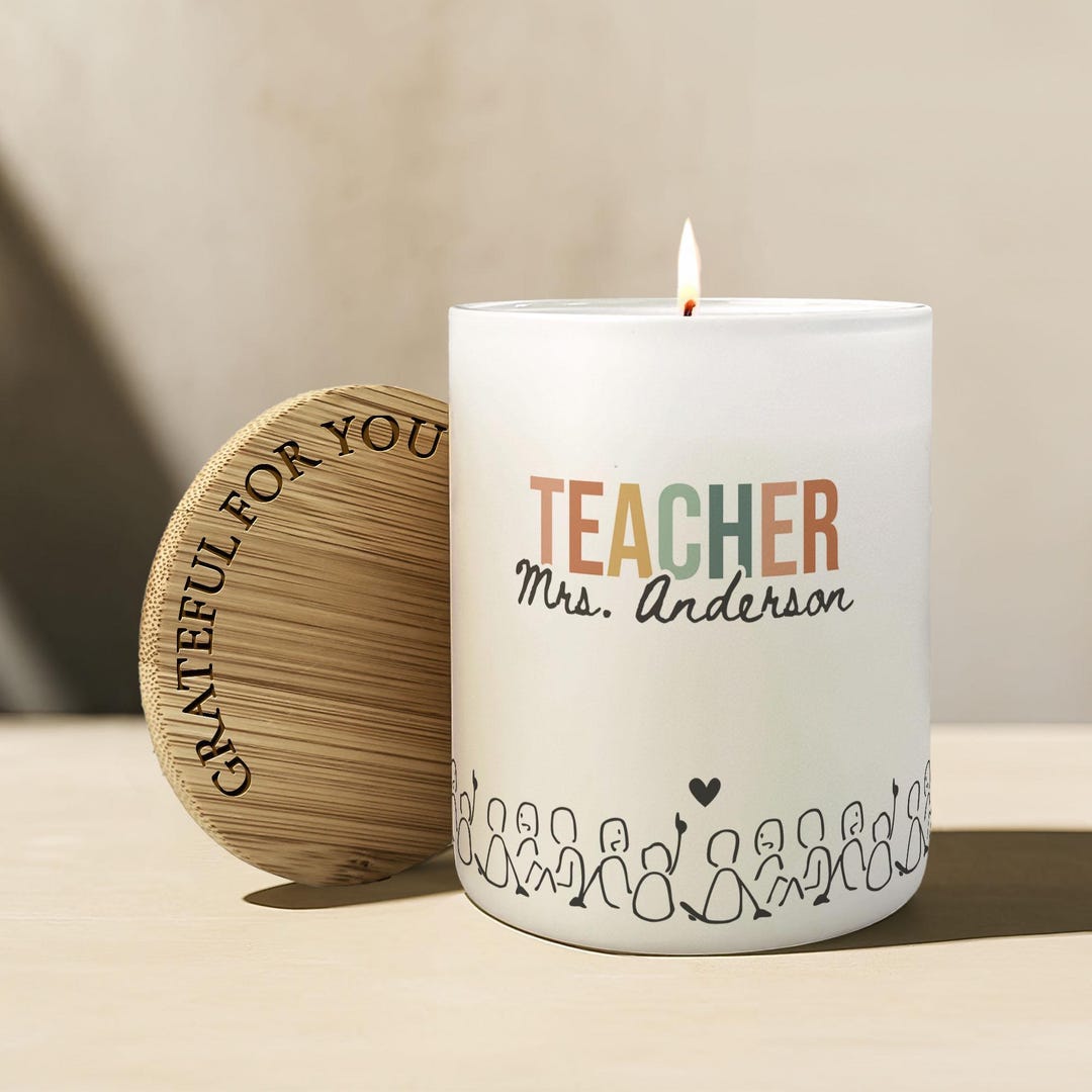 Personalized Teacher Candle for Teacher Custom Gift Thank You Teacher ...
