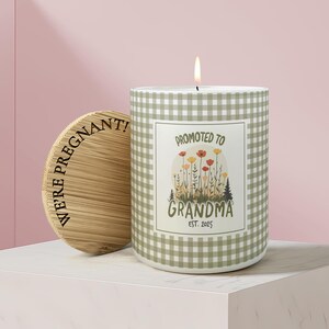 Promoted To Grandma Candle Baby Announcement Grandma Gift First Time Grandma Pregnancy Reveal Candle Custom New Grandma Gift Grandma Est