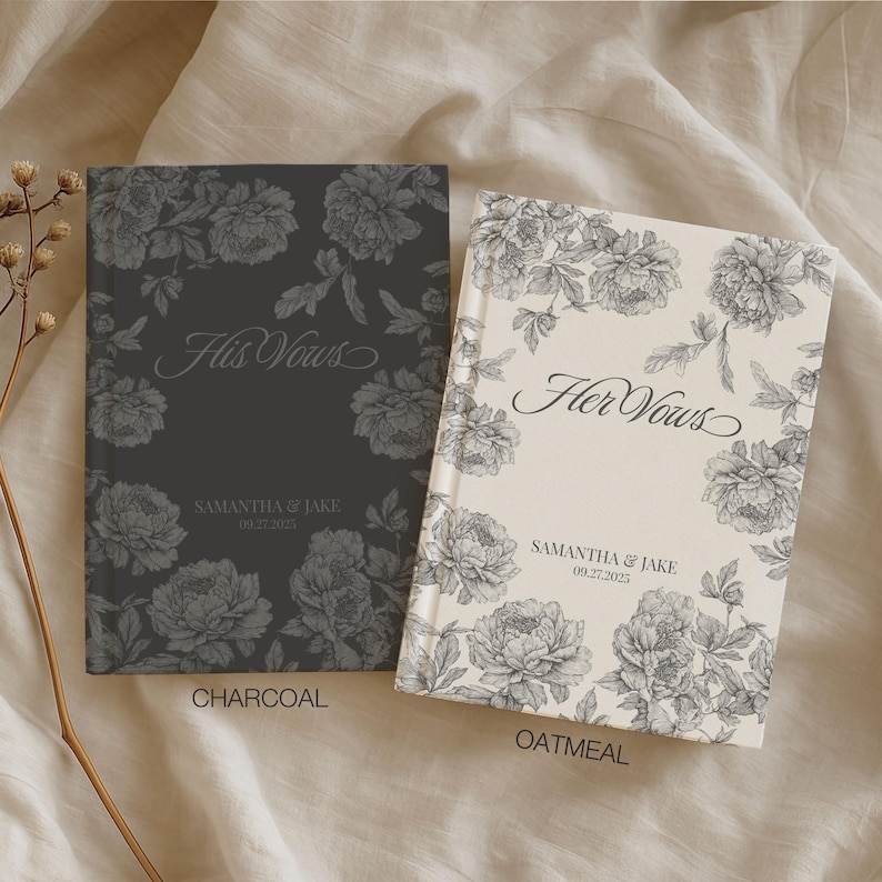 Toile Personalized Vow Book, Customized Wedding Vows Book For Couple, His And Hers Vow Book For Wedding Keepsake Gift for Bride and Groom