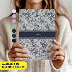Blau Toile personalisiertes Journal, kundenspezifisches Kokette Notizbuch für Frauen, kundenspezifisches Name Journal, Brautjungfer Vorschlag, Hochzeit Brautpartygeschenk