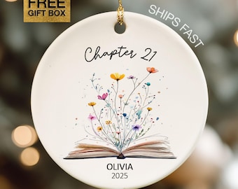 Custom Birthday Ornament 21st Birthday Ornament For Book Lover Personalized Anniversary Christmas Ornament Bday Gift For Friend Chapter 21