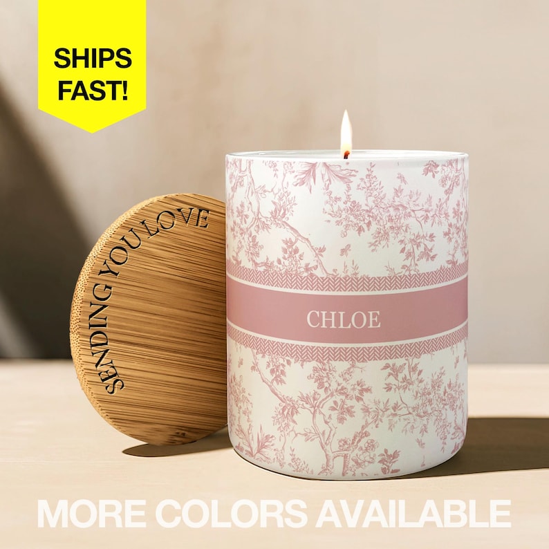Toile Personalized Name Candle For Friend Candle Custom Gift, Luxury Candle For Her Mom Candle For Sister, Soy Candle Scented Candle Gift image 1