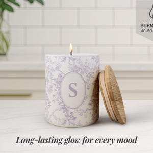 Vela personalizada con nombre de Toile para amiga, vela personalizada, regalo con monograma para novia, velas para dama de honor, vela para mamá, vela para hermana imagen 5