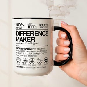 Difference Maker Mug Personalized Thank You Mug Social Worker Mug Mentor Mug Volunteer Appreciation Coffee Cup Teacher Board Member Gift